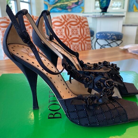 Yves St. Laurent -YSL- Black beaded evening heel. Brand New - size 10.5 - Picture 10 of 15